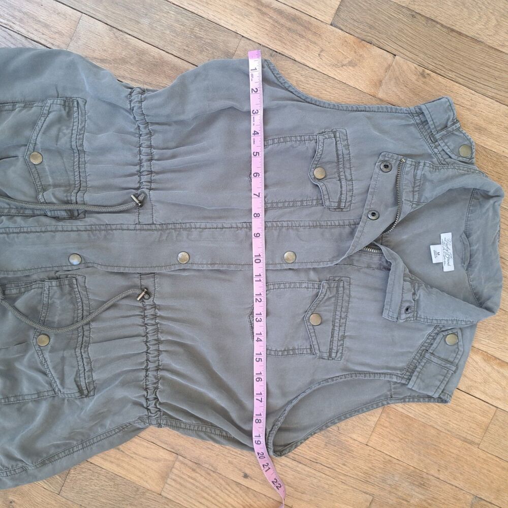 Lucky Brand Medium Olive Green Utility Military Vest Womens Zip Up Jacket Top - Picture 8 of 11